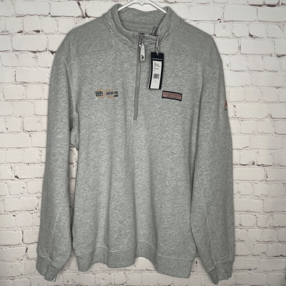 New Vineyard Vines 1/2 Zip Sweatshirt Mens Size L Heater Gray Sweater Cotton Top